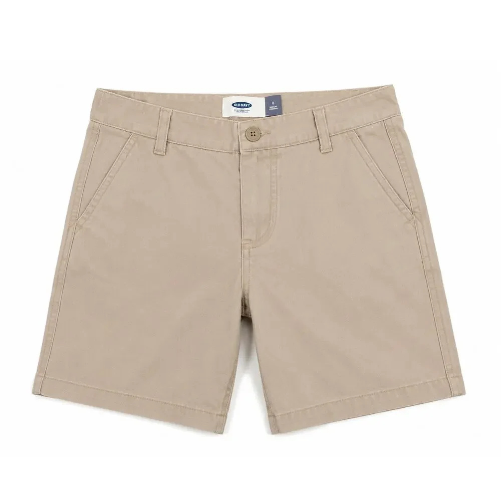 Old Navy Boys Uniform Khaki Chino Shorts Size 8 Beige Flat Front School Casual